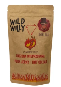 Wieprzowina suszona Hot Collab Pork Jerky 100g DUŻA PAKA Wild Willy