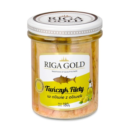 Tuńczyk filety w oliwie z oliwek 180g/117g szkło Riga Gold