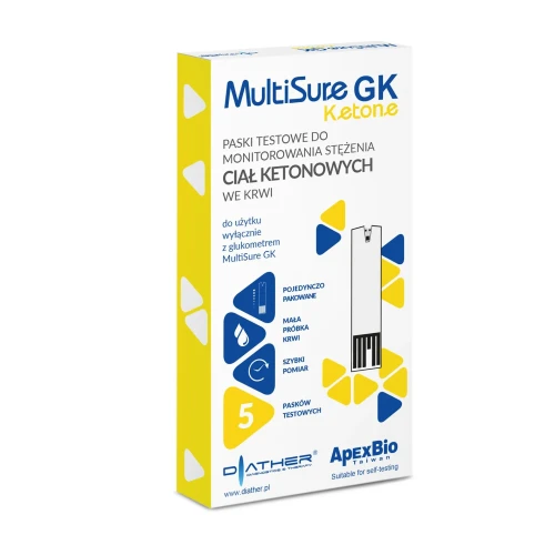 Paski ketonowe do pomiaru stężenia ciał ketonowych 5 sztuk  MultiSure GK 