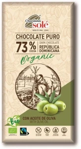 Czekolada gorzka 73% z oliwą z oliwek BIO 100g bezglutenowa Fair Trade SOLE