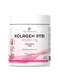 Kolagen rybi truskawkowy z witaminą C 300g Pięć Przemian