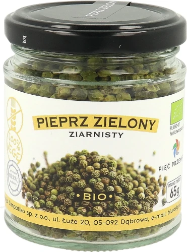 Pieprz ZIELONY ziarnisty w słoiczku bezglutenowy BIO 65g Pięć Przemian