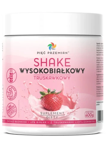 Shake wysokobiałkowy z kolagenem rybim Truskawkowy 400g PięćPrzemian