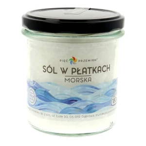 Sól w płatkach morska biała w słoiku 180g Pięć Przemian