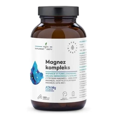 Magnez kompleks ATA 3 formy cytrynian jabłczan acelylotaurynian 120 kapsułek Aura Herbals
