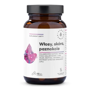 Kolagen rybi z dodatkami - Włosy skóra paznokcie 60 tabletek Aura Herbals