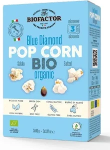 Popcorn do mikrofalówki niebieski bezglutenowy BIO 3x90g kartonik Biofactorn
