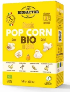 Popcorn do mikrofalówki żółty bezglutenowy BIO 3x90g karton Biofactor