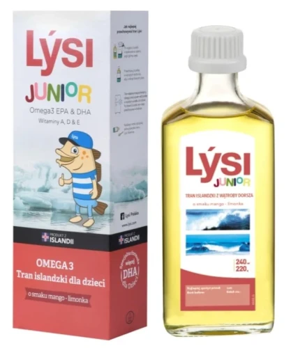 Tran Islandzki JUNIOR dla dzieci mango-limonka 240ml LYSI