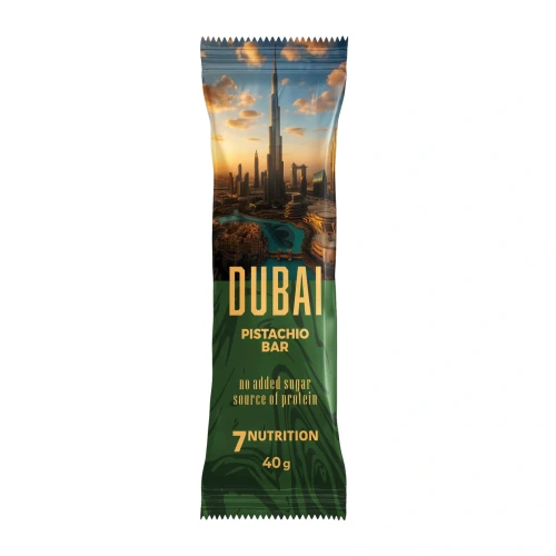 Baton proteinowy DUBAI Bar Pistachio bez cukru w polewie czekoladowej 40g 7Nutrition