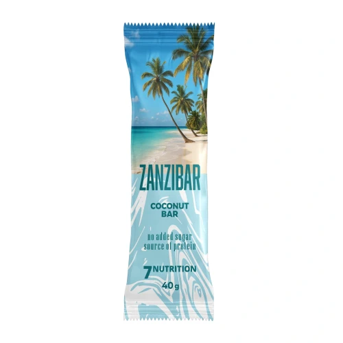Baton proteinowy ZANZIBAR Coconut Bar bez cukru w polewie czekoladowej 40g 7Nutrition