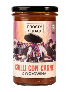 Chili Con Carne z Wołowiną w słoiku 460g Prosty Squad