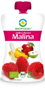 BIO Mus 200g Jabłko Banan Malina bezglutenowy bez dodatku cukru