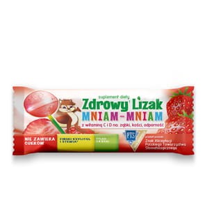 Zdrowy lizak Mniam Mniam bez cukru o smaku Truskawkowym 6g
